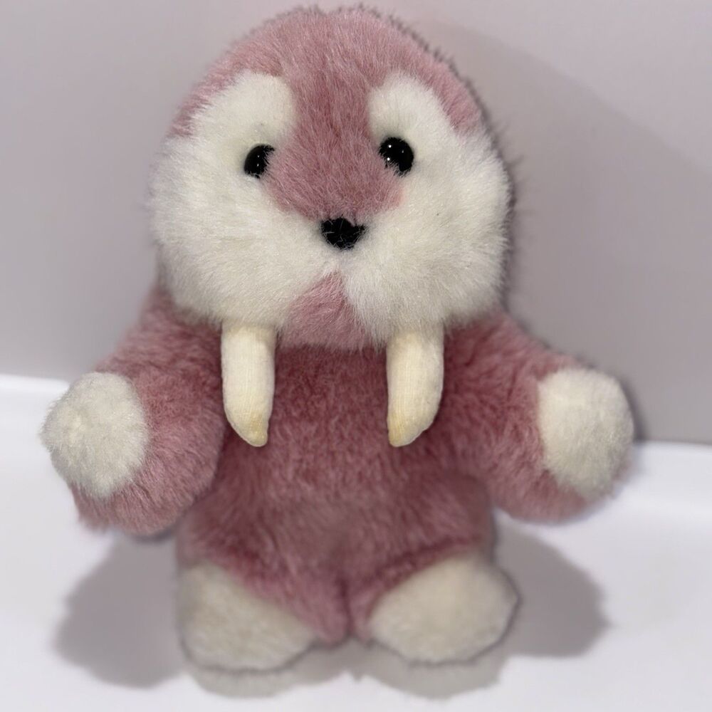GUND Vintage 1988 Pink & White Walrus Plush Stuffed Animal Small MPN 4120